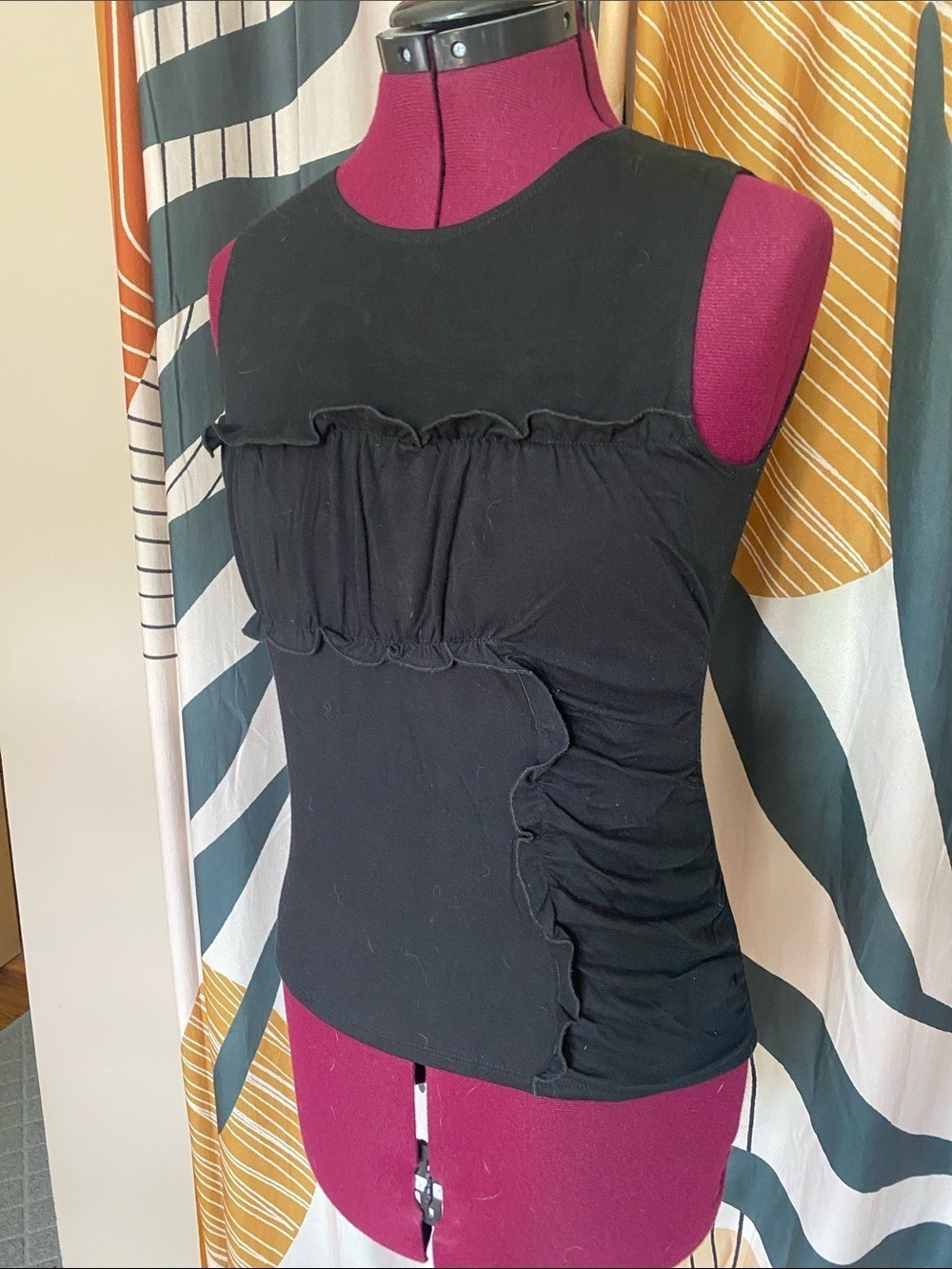 Women's Black Sleeveless Ruffle Tank Top